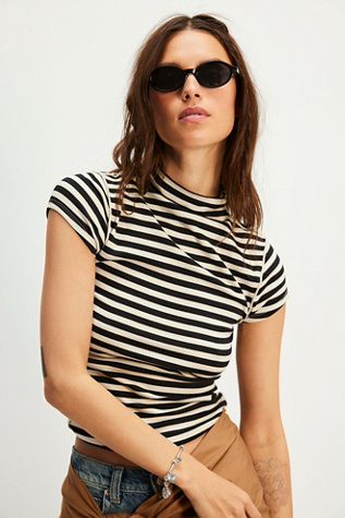 Josie Polarized Round Sunglasses by Free People in Black