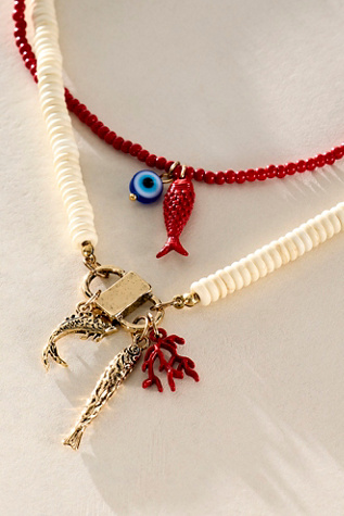 Raya Layer Necklace by Free People in Red