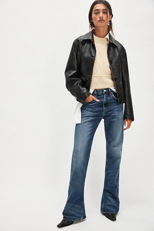 AGOLDE Mid-Rise Kick Bootcut Jeans at Free People in Dark Wash, Size: 26
