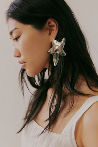 Ursa Oversized Stud Earrings by Free People in Silver