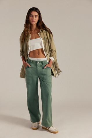 We The Free Just In Time Slouch Pants at Free People in Green, Size: US 10
