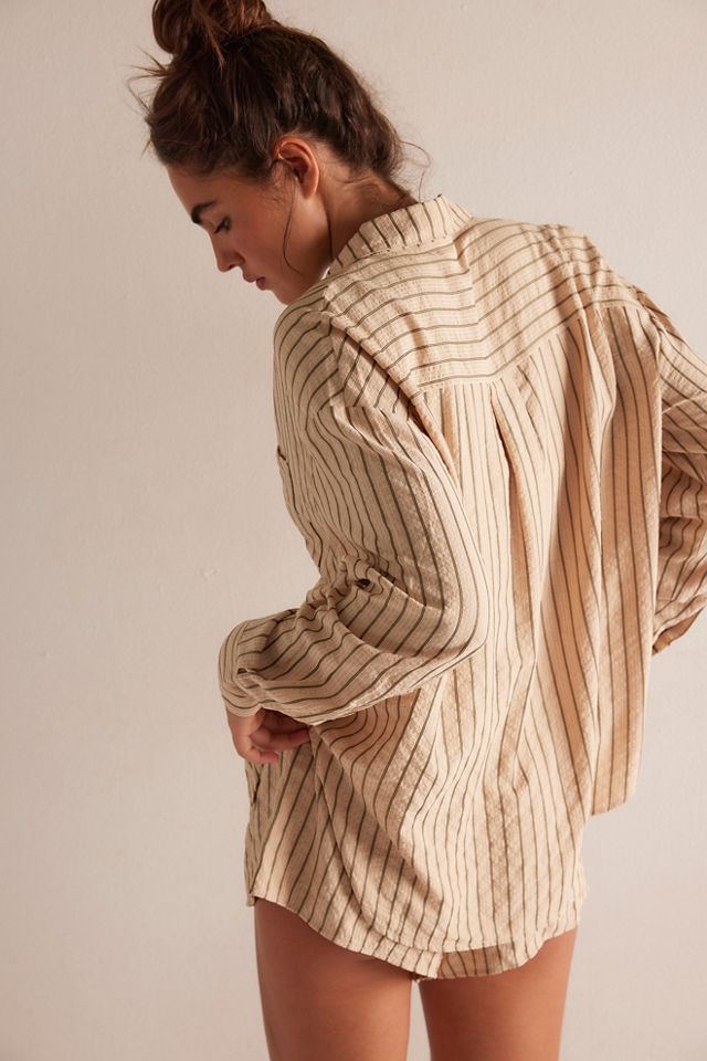 For Love & Lemons Mindy Striped Sleep Shirt #1
