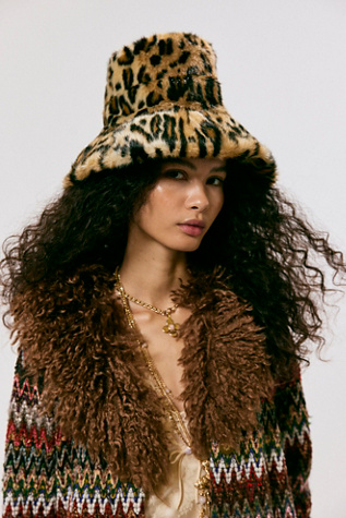 Женский головной убор Anna Sui Leopard Hat, цвет: Карамельный — фото 5