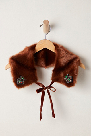 Anna Sui Faux Mink Patch Collar at Free People in Caramel
