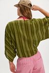 Stripe Linen Twist Front Poncho