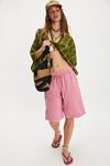 Stripe Linen Twist Front Poncho