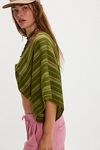 Stripe Linen Twist Front Poncho