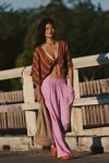Stripe Linen Twist Front Poncho