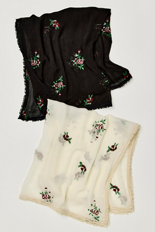 Annabelle Embroidered Sheer Scarf at Free People in Black