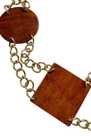 Женский ремень SharpLilTeeth Vintage Mid Century Wooden Shapes Belt Selected, цвет: Золотой — фото 2
