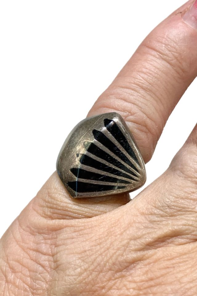 Vintage Sterling Silver + Onyx Abstract Ring Selected by Lux Revival #1