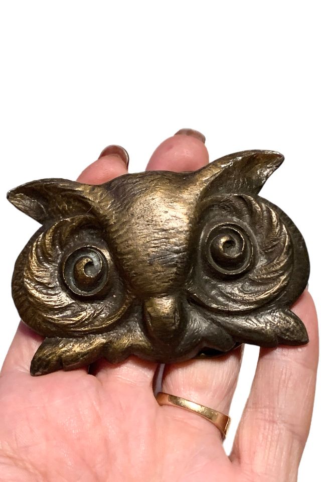 Vintage 1970s Brass Owl Belt Buckle Selected by Lux Revival #1
