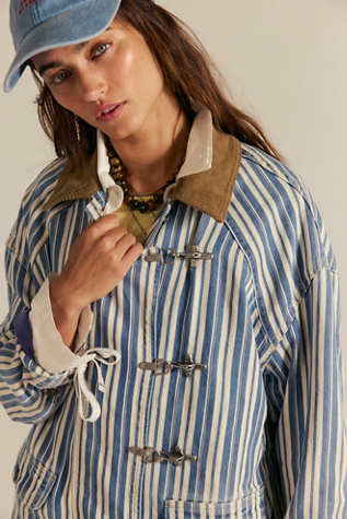 Manteau de grange en denim rayé We The Free en Wagner Stripe, pour femme taille: XL chez Free People