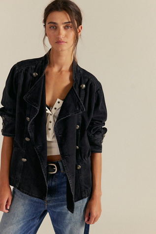Veste en jean d'officier Imogene We The Free en Odyssey Black, pour femme chez Free People