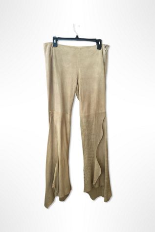 Y2K Rare People Of The Labyrinths Printed Suede Flares Selected By Ritual Vintage