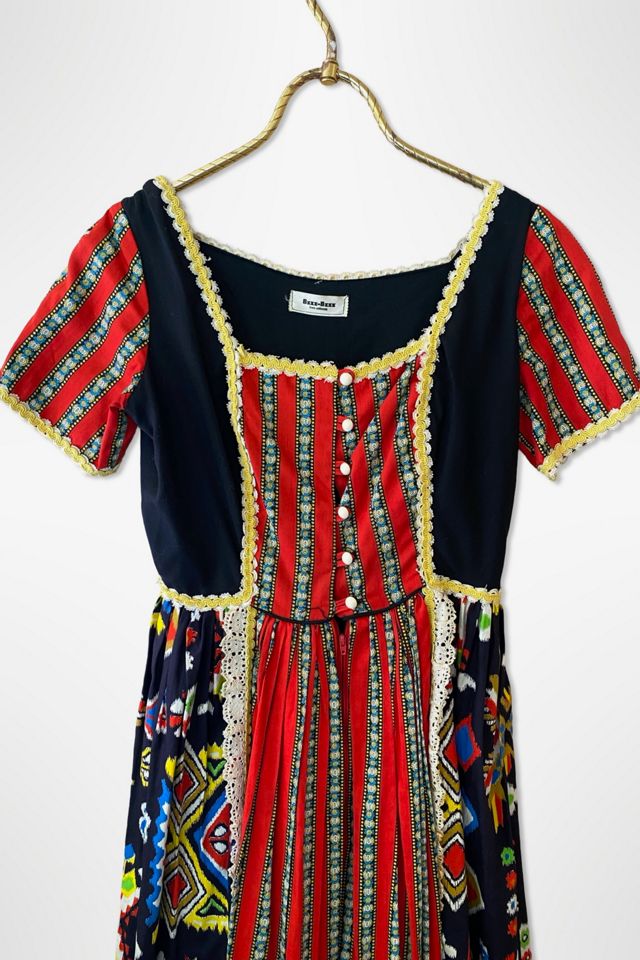 1970s Mixed Media Ikat Print Maxi Dress Selected By Ritual Vintage #1
