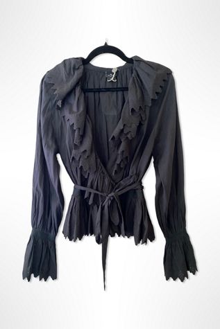 Etro Black Cotton Romantic Peasant Blouse Selected By Ritual Vintage