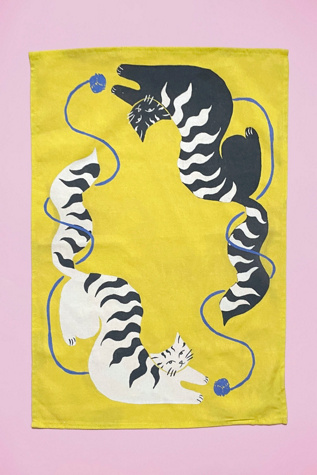 Supra Endura Magic Cat Organic Tea Towel at Free People in Yellow, Size: 16" X 24"