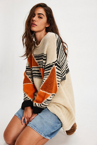 Pull Hidden Trail par Free People en Oatmeal Combo, pour femme taille: XS/S
