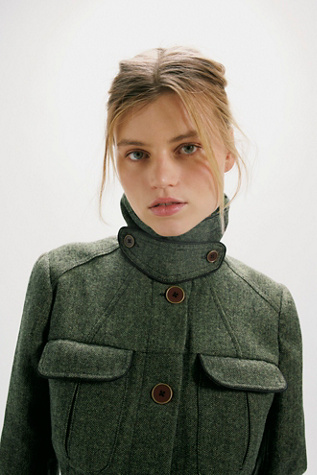 Renaux Officer Jacket by Free People in Green, Size: S