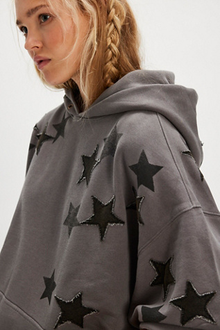 We The Free Cosmic Comfort Sweatshirt at Free People in Washed Black Combo, Size: XL