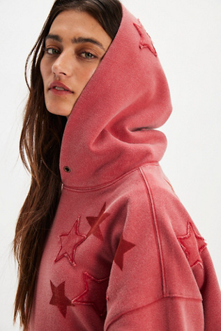 We The Free Cosmic Comfort Crew Neck Hoodie Sweatshirt at Free People in Red, Size: M - Crew Neck