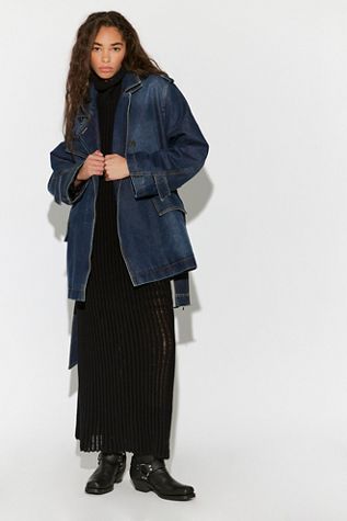 Closed Trench en denim court
