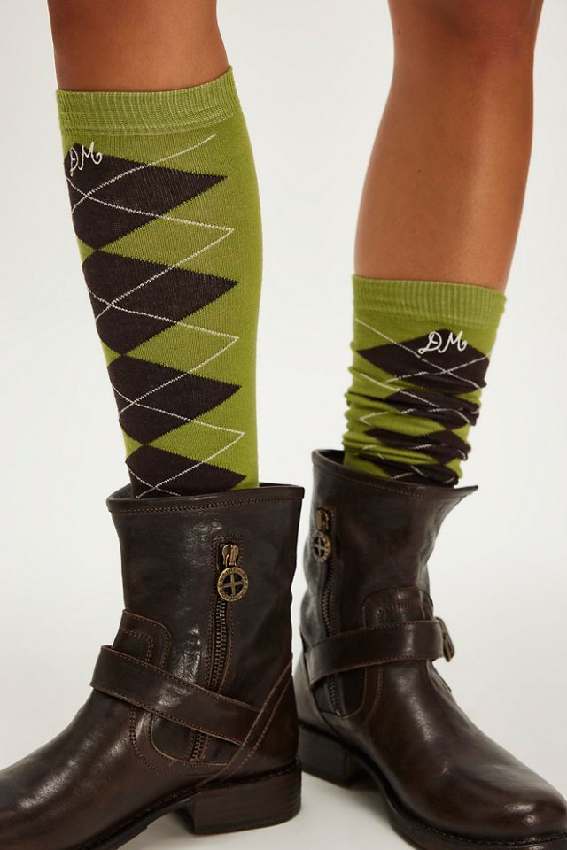Damson Madder High Knee Argyle Socks #1