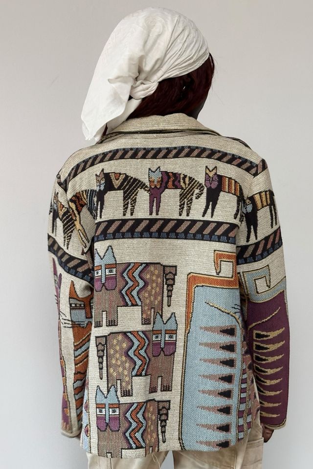 Vintage 1990's Laurel Burch Cats Woven Tapestry Jacket Selected By Afterlife Boutique #1