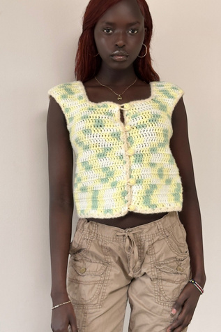 Vintage 1970's Crochet Knit Sleeveless Top Selected By Afterlife Boutique