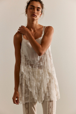 Sunday Candy Mini Slip Dress by Intimately at Free People in Clean Ivory, Size: Small