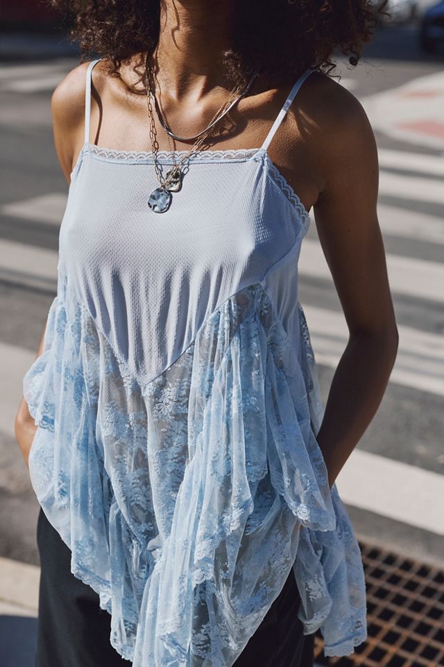 Sunday Candy Mini Slip Dress by Intimately at Free People in Blue, Size: M