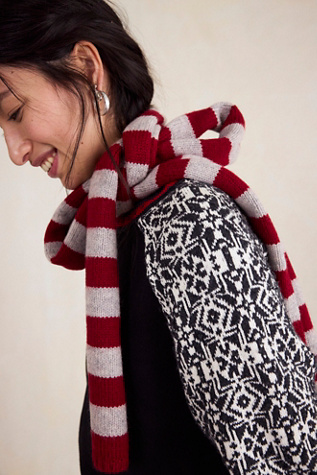 Damson Madder Striped Skinny Scarf