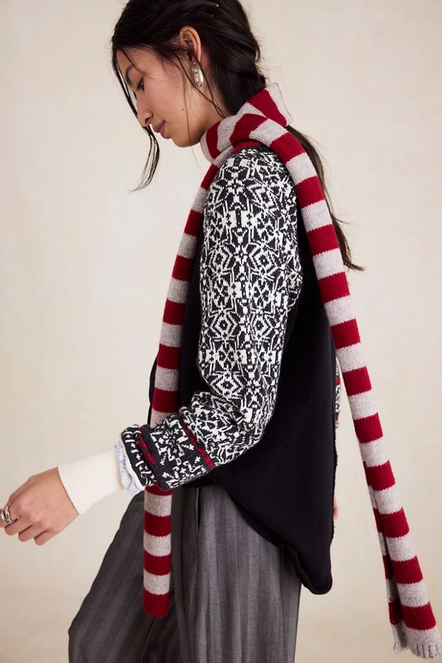 Damson Madder Striped Skinny Scarf #3
