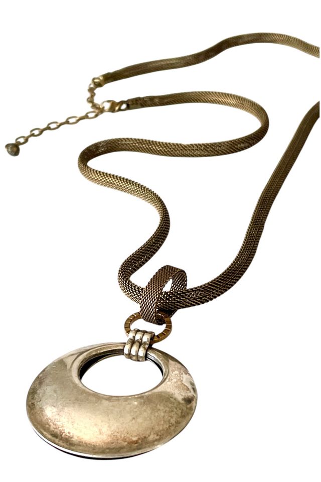 Vintage Brass And Silver Pendant Necklace Selected By Ankh By Racquel #1