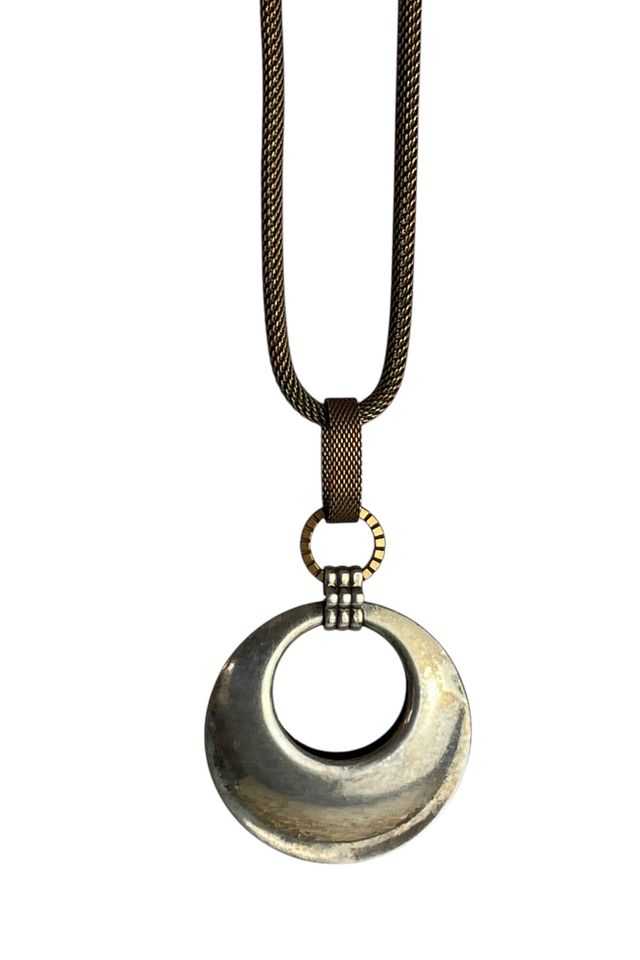 Vintage Brass And Silver Pendant Necklace Selected By Ankh By Racquel #2