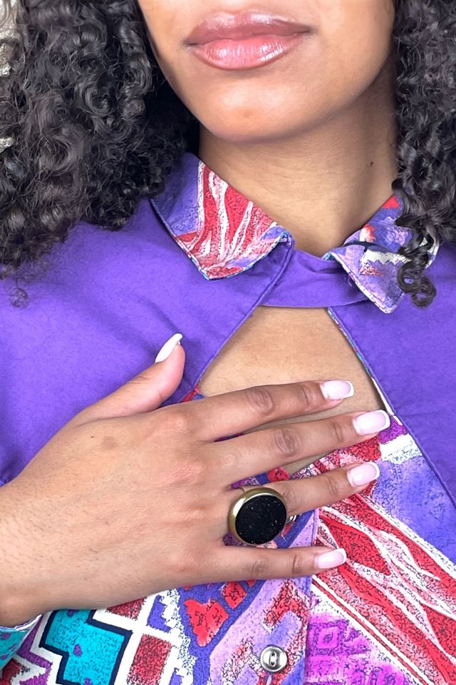 Vintage Blue Goldstone Mixed Metal Ring Selected By Ankh By Racquel #2