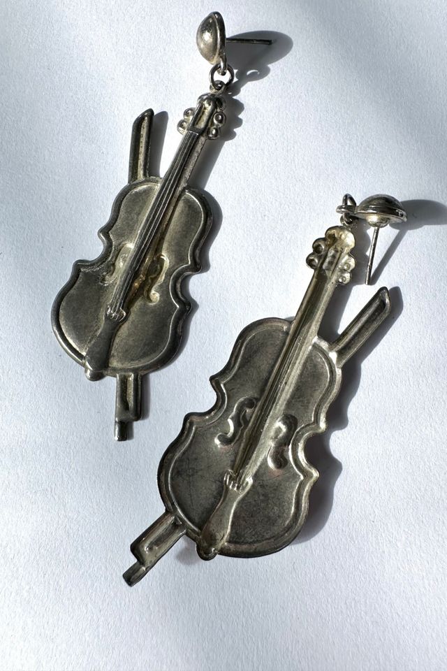 Vintage 1980s Tin Violin Earrings Selected by Cherry #1