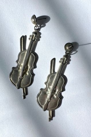 Vintage 1980s Tin Violin Earrings Selected by Cherry