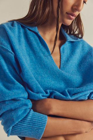 Eloura Cashmere Henley Sweater by Free People in Blue, Size: M