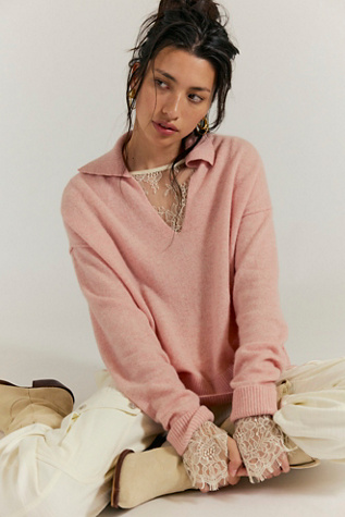 Eloura Cashmere Henley Sweater at Free People in Pollen, Size: Medium