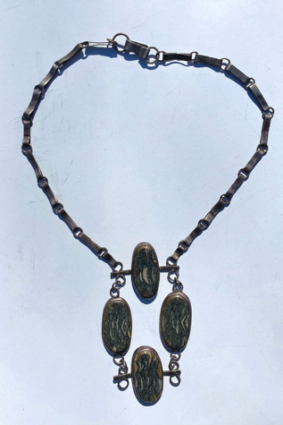 Vintage 1960s Modernist Sterling Silver and Stone Necklace Selected by Cherry