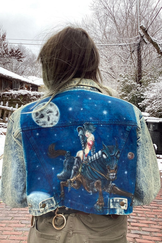 Vintage 1980s Hand Painted Acid Wash Denim Jacket Selected by Cherry