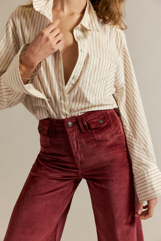 We The Free Kellee High-Rise Cord Palazzo Pants at Free People in Red, Size: 24