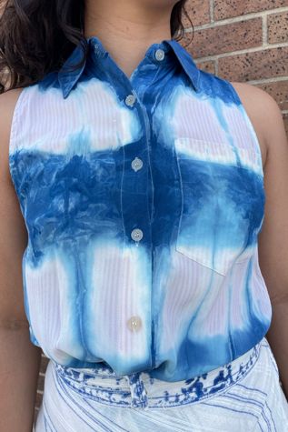 Silk Tie Dye Indigo Blouse Selected by FernMercantile