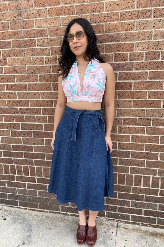 Vintage 1970's Denim Wrap Skirt Selected by FernMercantile #1