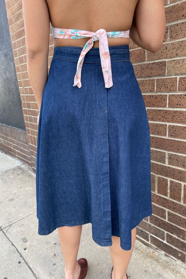 Vintage 1970's Denim Wrap Skirt Selected by FernMercantile #2