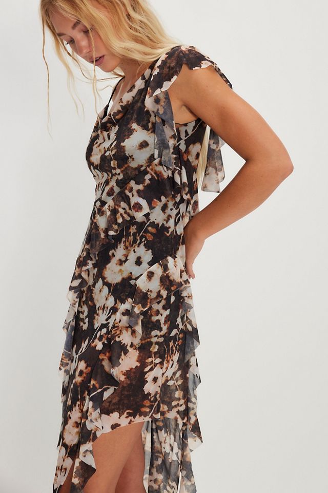 ESTHE Waterfall Frill Asymmetric Midi Dress #2