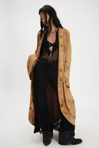 Gilet long Star Daze par Free People en Pêche, pour femme