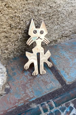 Vintage 1980s Sterling Kooky Cat Brooch Selected by BusyLady Baca & The Goods